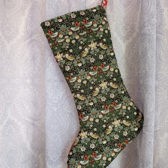 Liberty of London Art Fabric Christmas Stocking Strawberry Thief - Picture 4 of 11